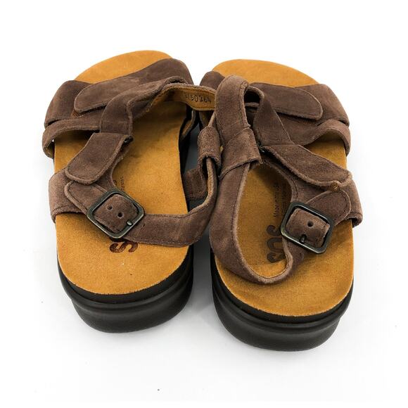 SAS Womens Huggy Cross Strap Sandal 10 M Teddy Brown Suede Adjustable NWOB - Picture 8 of 10